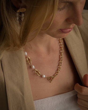MARGOT FRESH WATER PEARL CHAIN NECKLACE 18K GOLD